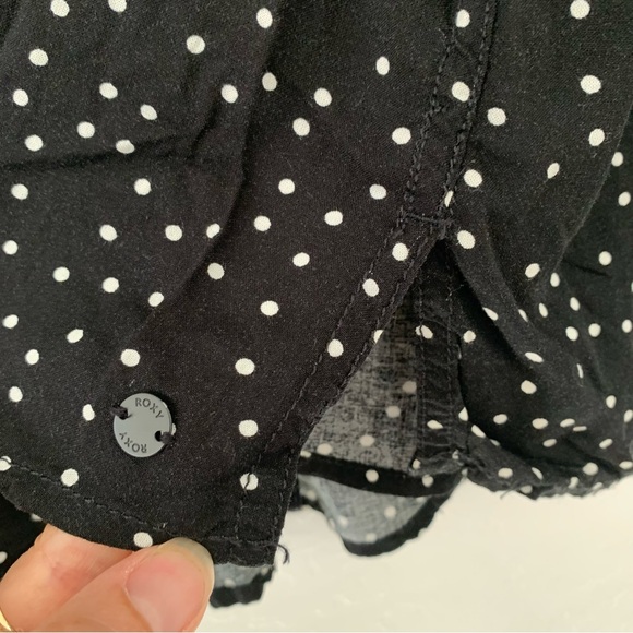 Roxy Urban Earth Long Sleeve Button Up Shirt in Black & White Polkadot - Picture 10 of 14